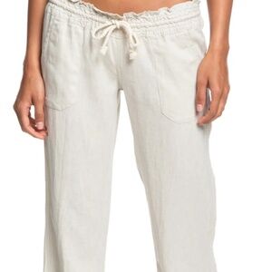 LIKE NEW! Women's Roxy Oceanside Linen Off-White Lounge Pants - SMALL
